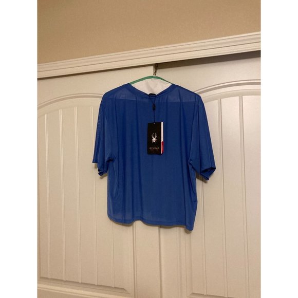Spyder Women Large Blue Polyester Athletic T Shirt Short Sleeve New With Tags - Picture 3 of 3